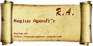 Regius Agenór névjegykártya